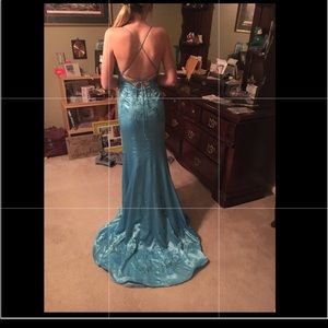 long blue formal gown